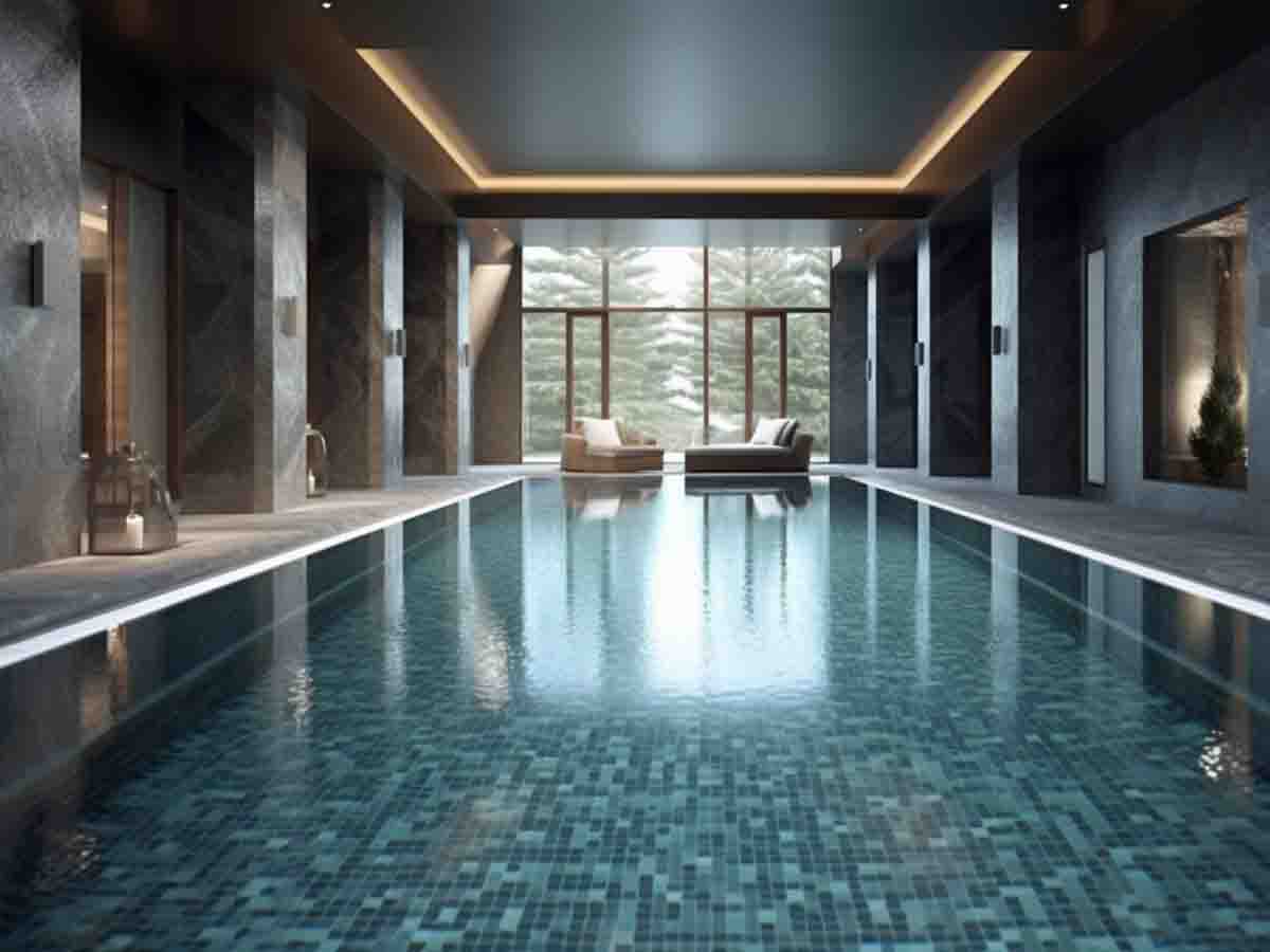 Pool tiled with ceramic tiles